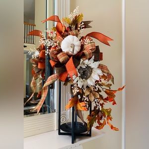HAND CRAFTED Fall Lantern Topper, Fall Decoration, Swag